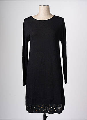 Robe mi-longue manches longues manches longues noir LAUREN VIDAL femme