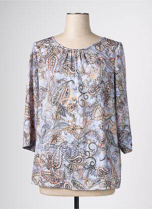 Blouse col rond manches 3/4 bleu BETTY BARCLAY femme