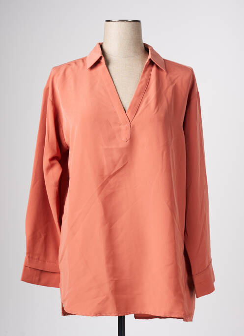 Blouse poignets boutonnés avec fente manches longues rose GRACE & MILA femme
