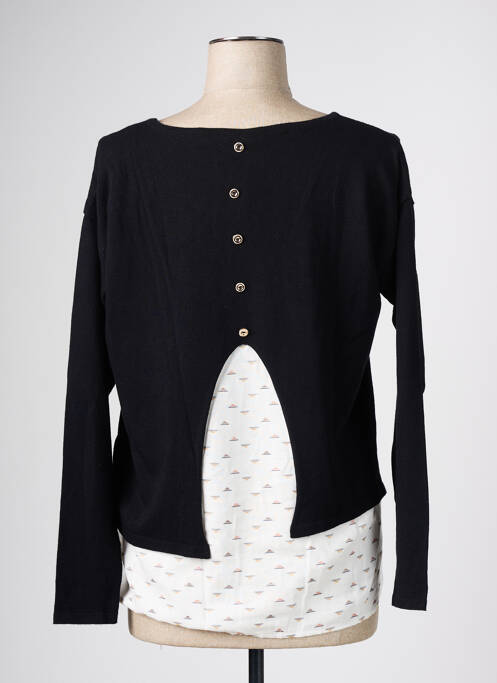 Pull tunique noir THALASSA pour femme