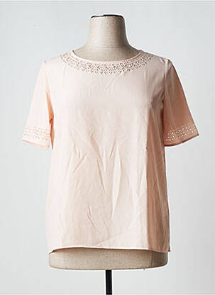 Blouse col rond manches courtes rose LEO GUY femme