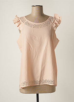 Top coupe fluide manches courtes rose LEO GUY femme
