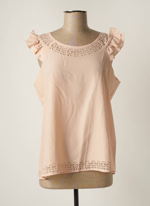 Top coupe fluide manches courtes rose LEO GUY femme