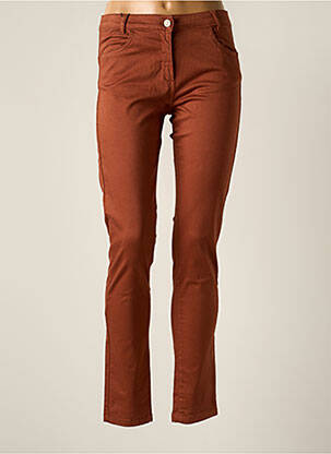 Pantalon slim tissage popeline taille normale marron THALASSA femme