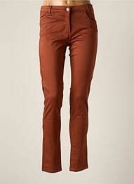Pantalon slim tissage popeline taille normale marron THALASSA femme