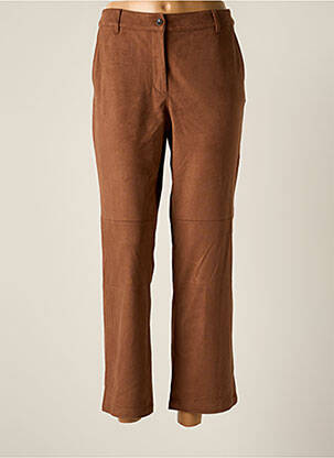 Pantalon droit fermeture zippée sous rabat boutonné taille normale marron OLSEN femme