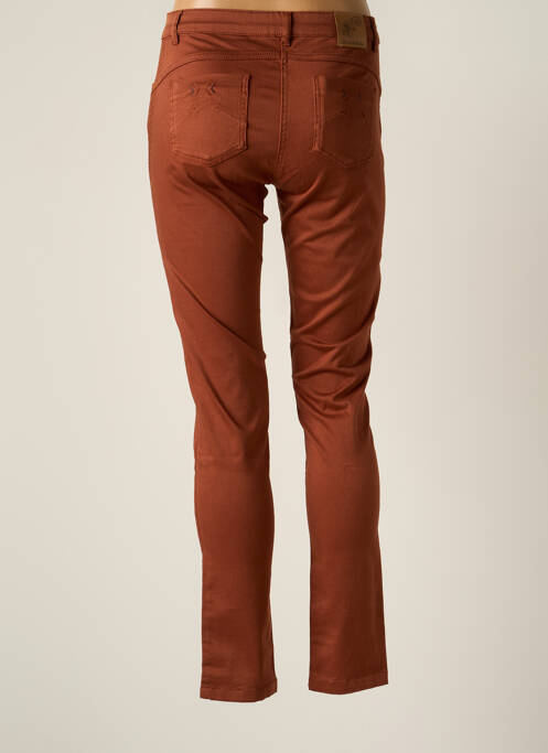 Pantalon slim tissage popeline taille normale marron THALASSA femme