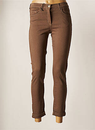 Pantalon slim taille haute taille haute marron EAST DRIVE femme