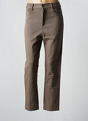 Pantalon slim stretch taille haute marron GRACE & MILA femme