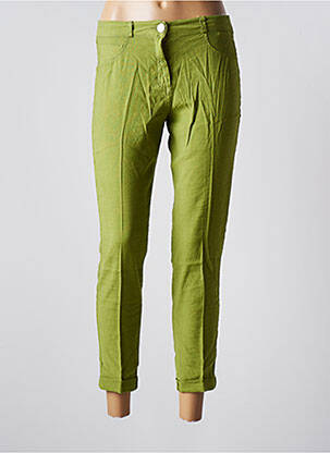 Pantalon 7/8 fermeture zippée sous rabat boutonné taille normale vert EAST DRIVE femme