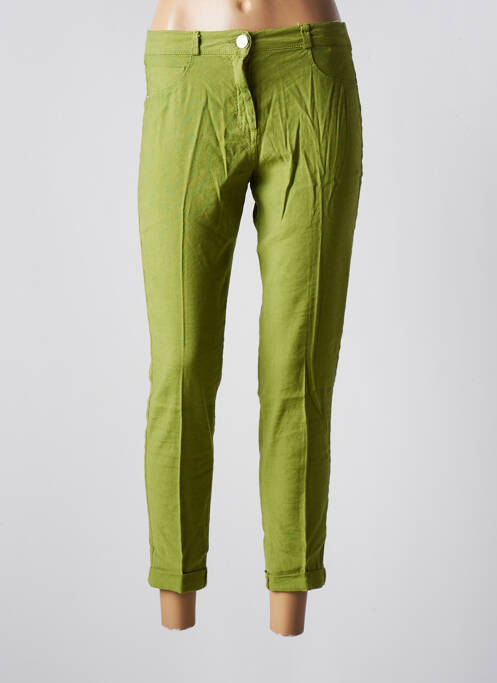 Pantalon 7/8 fermeture zippée sous rabat boutonné taille normale vert EAST DRIVE femme