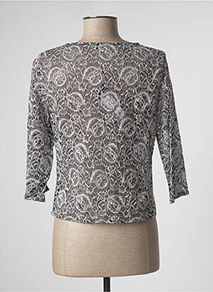 Veste casual col rond gris PAUSE CAFE femme