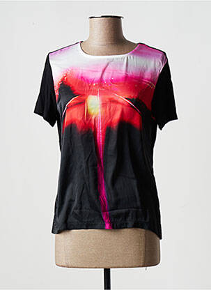 Top imprimé fantaisie manches courtes noir GUESS femme