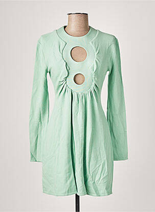 Robe courte fermeture zippée au dos manches longues vert AZZARO femme