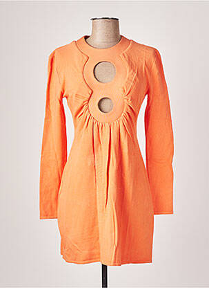 Robe courte fermeture zippée au dos manches longues orange AZZARO femme