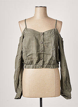 Blouse poignets boutonnés avec fente manches longues vert THE KOOPLES femme
