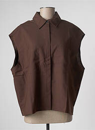 Chemisier poches poitrine sans manche marron JJXX femme