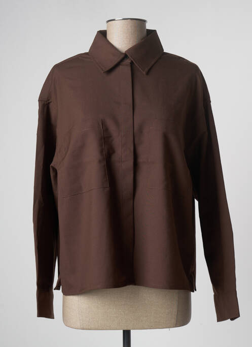 Chemisier poches poitrine manches longues marron JJXX femme