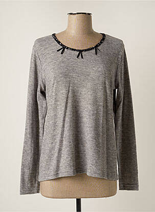 Pull tissage chiné manches longues gris TELMAIL femme