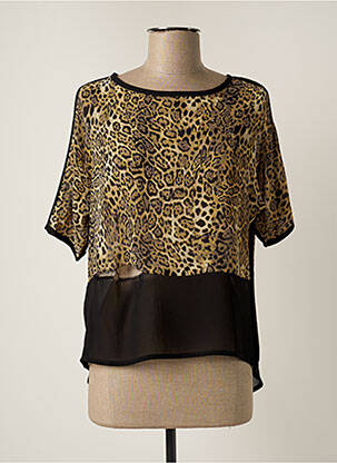Top tissage crêpe manches courtes beige FANCY femme