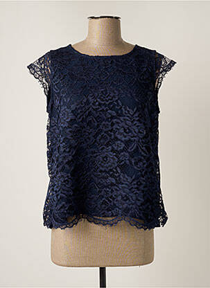 Top coupe fluide manches courtes bleu ORTO BOTANICO femme