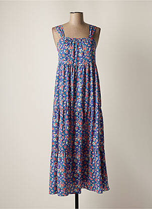 Robe longue imprimé fleurs sans manche bleu JANIS & JOHN femme