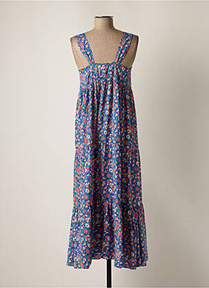 Robe longue imprimé fleurs sans manche bleu JANIS & JOHN femme