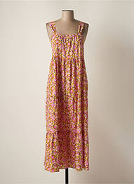 Robe longue imprimé fleurs sans manche jaune JANIS & JOHN femme
