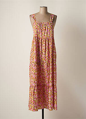 Robe longue imprimé fleurs sans manche jaune JANIS & JOHN femme