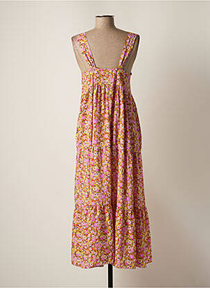 Robe longue imprimé fleurs sans manche jaune JANIS & JOHN femme