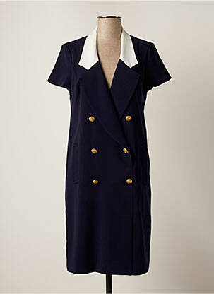 Robe mi-longue manches courtes manches courtes bleu SONIA K femme
