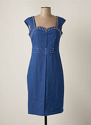 Robe mi-longue sans manche sans manche bleu SONIA K femme