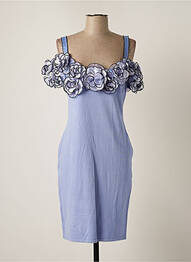 Robe pull coupe cintrée fines bretelles bleu LEO GUY femme