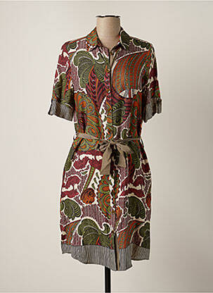 Robe mi-longue imprimé fantaisie manches courtes vert TINTA STYLE femme