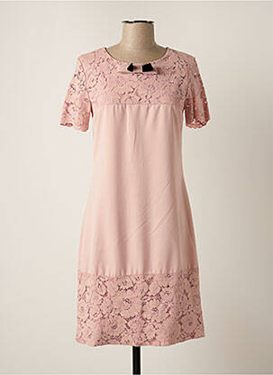 Robe mi-longue manches courtes manches courtes rose ORTO BOTANICO femme
