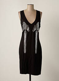 Robe mi-longue imprimé fantaisie sans manche noir MUGLER femme