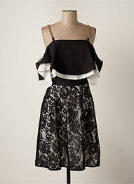 Robe mi-longue fermeture zippée au dos manches courtes noir RINASCIMENTO femme