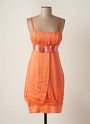 Robe mi-longue doublure fines bretelles orange BAIN DE NUIT femme