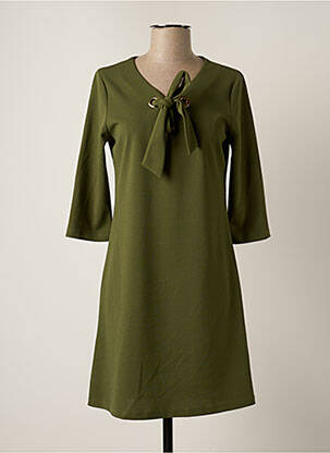 Robe courte manches 3/4 manches 3/4 vert LADY LOL femme