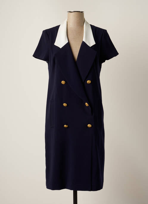 Robe mi-longue manches courtes manches courtes bleu SONIA K femme