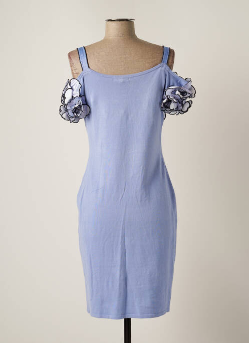 Robe pull coupe cintrée fines bretelles bleu LEO GUY femme