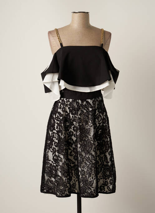 Robe mi-longue fermeture zippée au dos manches courtes noir RINASCIMENTO femme