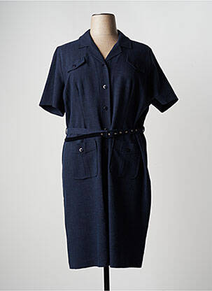 Robe mi-longue manches courtes manches courtes bleu ANNE KELLY femme