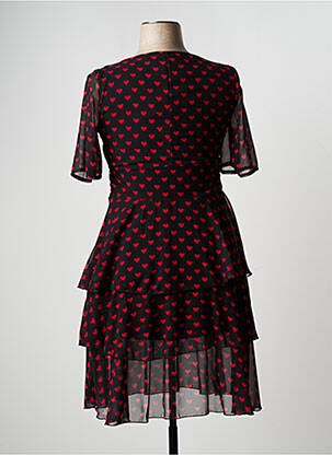 Robe mi-longue coupe fluide manches courtes noir KITANA femme