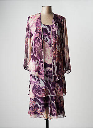 Ensemble robe tissage crêpe violet FASHION NEW YORK femme