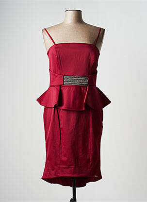 Robe mi-longue fermeture zippée au dos fines bretelles rouge RINASCIMENTO femme