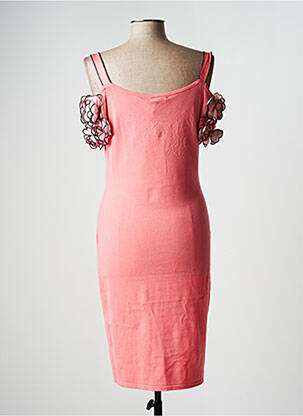 Robe mi-longue manches courtes manches courtes rose LEO GUY femme