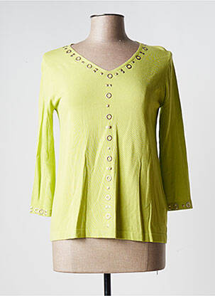Pull coupe cintrée manches 3/4 vert TRIPODE femme