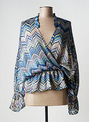 Blouse manches longues manches longues bleu LADY LOL femme