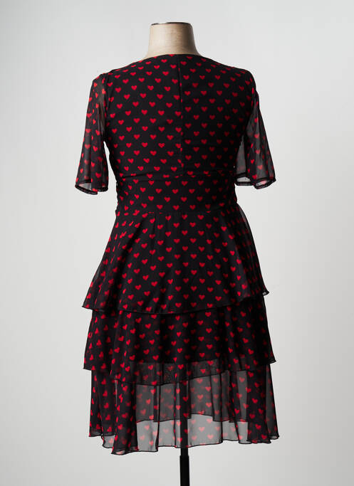 Robe mi-longue coupe fluide manches courtes noir KITANA femme